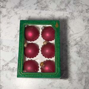 Elegant Red Glass Holiday Ornaments Set of 6